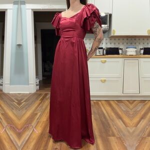 Vintage 70s Liquid Satin Romantic Ruffle Gown Dress